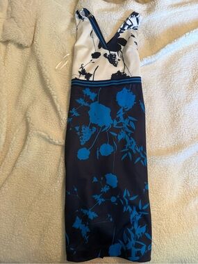 Blue and White Ted Baker Floral Sheath Dress